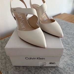 Calvin Klein Women's Ivory Slingback Heels